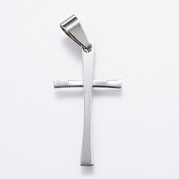 Honeyhandy 304 Stainless Steel Pendants, Cross, Stainless Steel Color, 32.5x17x1.5mm, Hole: 5x9mm