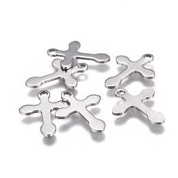 Honeyhandy 304 Stainless Steel Pendants, Cross, Stainless Steel Color, 16x12x0.8mm, Hole: 1.5mm