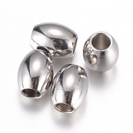 Honeyhandy 304 Stainless Steel Beads, Barrel, Stainless Steel Color, 7.5x6mm, Hole: 3mm