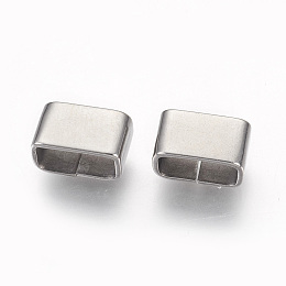 Honeyhandy 201 Stainless Steel Slide Charms, Rectangle, Stainless Steel Color, 6x10x5.5mm, Hole: 4x8.5mm