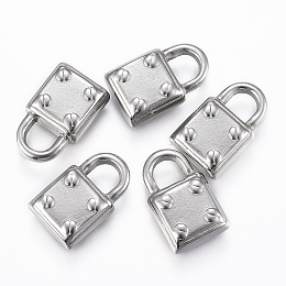 Honeyhandy 304 Stainless Steel Pendants, Padlock, Stainless Steel Color, 15.5x9.5x4mm, Hole: 4.5x4mm