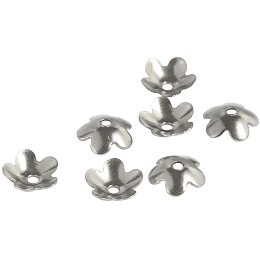 UNICRAFTALE 50pcs Stainless Steel Bead Caps 5-Petal Flower Shape Beads Small Hole Bead Cones for DIY Bracelet Jewelry Making 6x2mm, Hole 1mm