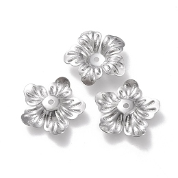 Honeyhandy 304 Stainless Steel Bead Caps, 5-Petal, Flower, Stainless Steel Color, 20x20x4mm, Hole: 1.5mm