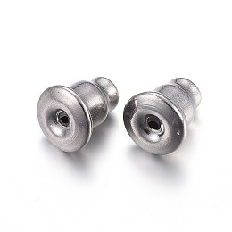 Honeyhandy 304 Stainless Steel Ear Nuts, Earring Backs, Stainless Steel Color, 5.5x5mm, Hole: 0.65mm