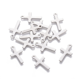 Honeyhandy 201 Stainless Steel Pendants, Cross, Stainless Steel Color, 16.5x10x0.6mm, Hole: 1.4mm