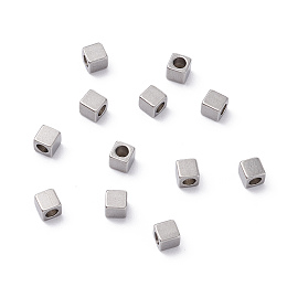 Honeyhandy 304 Stainless Steel Beads, Cube, Stainless Steel Color, 3x3x3mm, Hole: 1.6mm