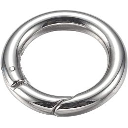 CHGCRAFT Stainless Steel Spring Gate Rings O Rings Stainless Steel Color Clasps Ring Shaped Charms Circle Connector for DIY Key Ring Making 24x4mm