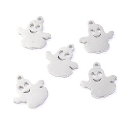 Honeyhandy 304 Stainless Steel Charms, Laser Cut, for Halloween, Ghost, Stainless Steel Color, 12x11.5x1.1mm, Hole: 1mm