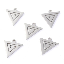 Honeyhandy 304 Stainless Steel Charms, Laser Cut, Triangle, Stainless Steel Color, 12x11.5x1.1mm, Hole: 1.4mm