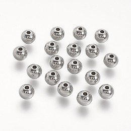 Honeyhandy 304 Stainless Steel Beads, Round, Stainless Steel Color, 8x6.5mm, Hole: 2mm