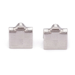 Honeyhandy 304 Stainless Steel Ribbon Crimp Ends, Stainless Steel Color, 7x7x5mm, Hole: 0.4mm