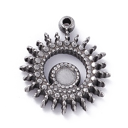 Honeyhandy 304 Stainless Steel Pendant Cabochons Settings, Sun, Stainless Steel Color, Tray: 3mm, 16x14x2mm, Hole: 1mm