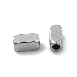 Honeyhandy 304 Stainless Steel Cuboid Beads, Stainless Steel Color, 4x2x2mm, Hole: 1mm