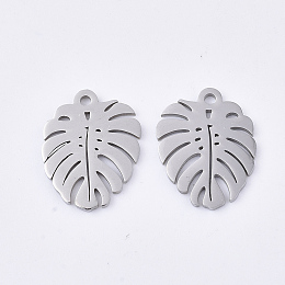 Honeyhandy 201 Stainless Steel Pendants, Leaf, Stainless Steel Color, 17x13x1mm, Hole: 1.4mm