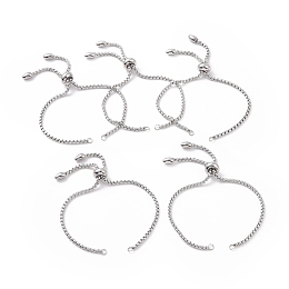 Honeyhandy Adjustable 304 Stainless Steel Slider Bracelets Making,Bolo Bracelets, Stainless Steel Color, Single Chain Length: about 11cm