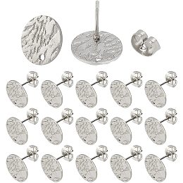 UNICRAFTALE 50pcs 304 Stainless Steel Stud Earring Findings with Ear Nuts Ear Studs Flat Round Metal Stud Earrings for DIY Jewelry Making, Stainless Steel Color Pin 0.7 mm