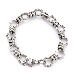 Honeyhandy 304 Stainless Steel Link Chain Bracelets, with Lobster Claw Clasps, Stainless Steel Color, 7-5/8 inch(19.4cm)