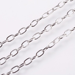 Honeyhandy 3.28 Feet 304 Stainless Steel Cable Chains, Unwelded, Flat Oval, Stainless Steel Color, 7x4x1mm