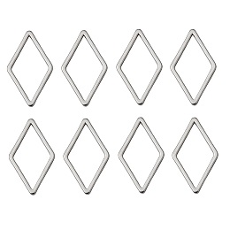 Honeyhandy Brass Linking Rings, Nickel Free, Real Platinum Plated, Rhombus, 23x14x1mm