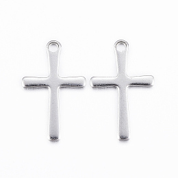 Honeyhandy 304 Stainless Steel Charms, Cross Pendants, Stainless Steel Color, 15.5x9.5x0.8mm, Hole: 1mm