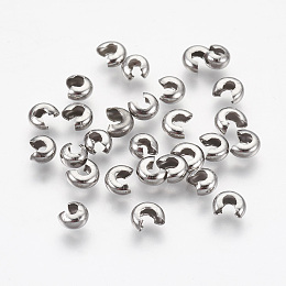 Honeyhandy 304 Stainless Steel Crimp Beads Covers, Stainless Steel Color, 4.5mm, Hole: 2mm