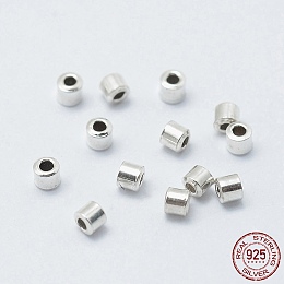 Honeyhandy Rhodium Plated 925 Sterling Silver Crimp Beads, Tube, Platinum, 2x2mm, Hole: 1mm