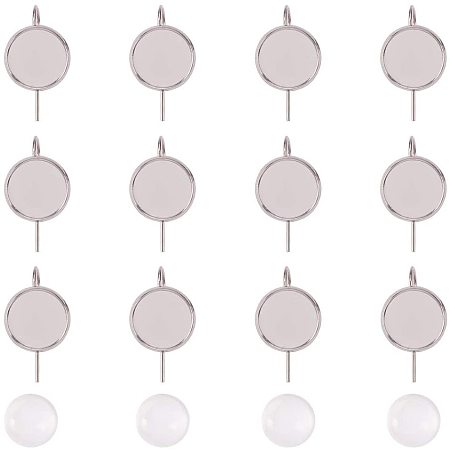 NBEADS 20 Sets DIY Earring Making Findings, 20 PCS Rack Plating Brass Earring Hooks Ear Wires and 20 PCS Transparent Glass Cabochons for Photo Craft Jewelry Earring Making