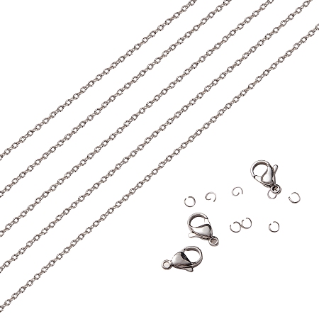 DIY 304 Stainless Steel Cable Chains Necklace Making Kits, Including 2m Chains, Lobster Claw Clasps & Jump Rings, Stainless Steel Color, 2x1.8x0.3mm.  2m