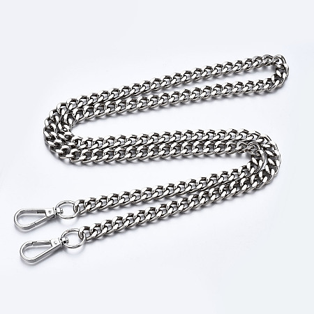 Honeyhandy Bag Chains Straps, Iron Curb Link Chains, with Alloy Swivel Clasps, for Bag Replacement Accessories, Platinum, 1160x10mm