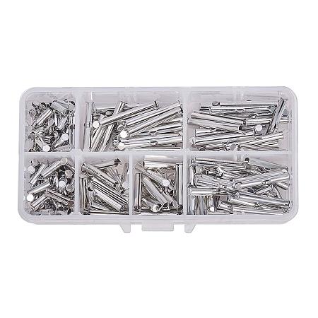 ARRICRAFT 200pcs 5 Sizes Platinum Iron Slide On Clasp End Tubes Clasp for Jewelry Making Clasps