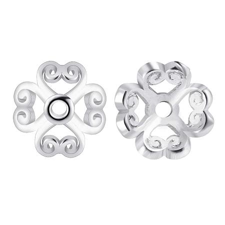 BENECREAT 50PCS Platinum Plated Flower Bead Caps(4-Petal) Tibetan Style Flower Bead End Caps Spacers for Jewelry Making(8x2.5mm)