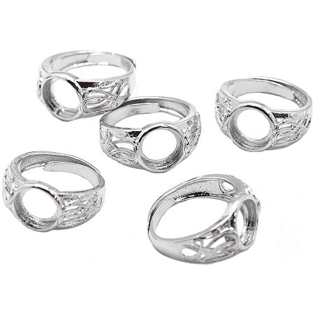 CHGCRAFT 10pcs Platinum Pad Ring Settings Adjustable Brass Ring Shanks Metal Eauropean Ring Settings for Rings Jewelry Making DIY Crafts