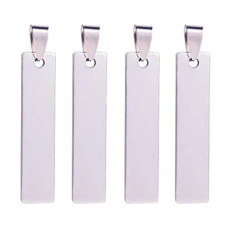 BENECREAT 20PCS Stainless Steel Blank Stamping Tag Pendants Charms with Snap on Bails for DIY Jewelry Making (Rectangle Shape, 1.57