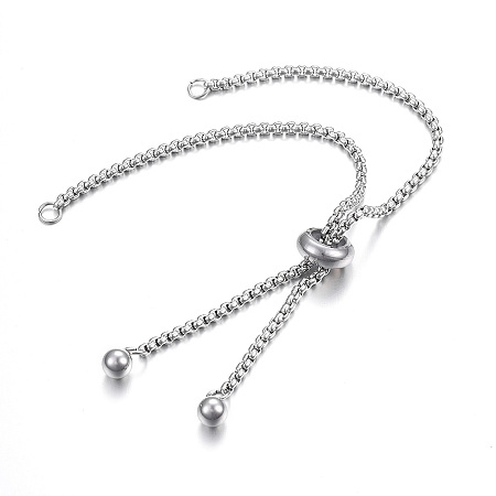 Adjustable 304 Stainless Steel Bracelet Making, Slider Bracelets, for DIY Jewelry Craft Supplies, Stainless Steel Color, 9-1/2 inches(24cm), Hole: 2.5~3mm; Single Chain Length: about 12cm