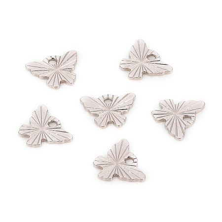 Honeyhandy 304 Stainless Steel Charms, Laser Cut, Butterfly, Stainless Steel Color, 8x10.5x0.8mm, Hole: 1.4mm