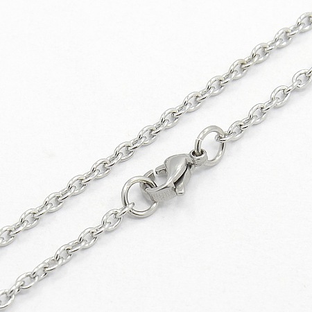 Honeyhandy 304 Stainless Steel Cable Chain Necklaces, with Lobster Claw Clasps, Stainless Steel Color, 17.7 inch(45cm)