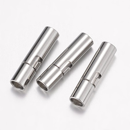 Honeyhandy 304 Stainless Steel Bayonet Clasps, Stainless Steel Color, 15.5x4mm, Hole: 3mm