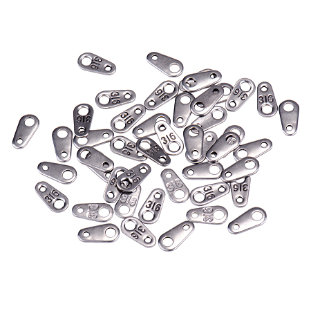PandaHall Elite 50 Pcs 316 Stainless Steel Chain Tags for Attaching Clasps Size 7.5x4mm