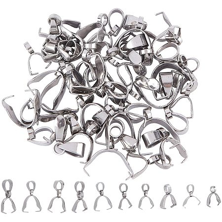 UNICRAFTALE Stainless Steel Mixed 10 Sizes Pinch Bails，20pcs Ice Pick Pinch Bails and 20pcs Pendant Pinch Bails Clip Clasp Connector for Necklace Pendants Jewelry DIY Craft Making