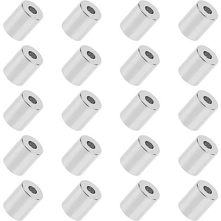 UNICRAFTALE About 60pcs 3mm Column End Caps Stainless Steel Cord Ends Leather Cord End Caps Cord End Caps Terminators Cord Finding for Jewelry Making, Stainless Steel Color