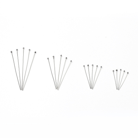 Honeyhandy 304 Stainless Steel Head Pins, Ball Head Pins, with Bead Container, Mixed Size, Stainless Steel Color, 25mm/30mm/40mm/50mm, Head: 2mm, about 200pcs/bix