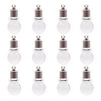 PandaHall Elite 15pcs Mini Clear Glass Globe Bottle Wish Bulb Ball Bottles Screw Cap Glass Vial Pendant Charms
