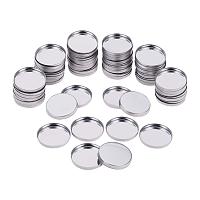 PandaHall Elite 100 Pack Empty Round Metal Pans Tin Palette Pans Eyeshadow Blush Lipstick Organizer for Magnets Cosmetic Palettes Size 26 mm