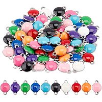 UNICRAFTALE About 60pcs 10 Colors Stainless Steel Enamel Links Flat Round Link Charm Linking Pendants Frames Connectors Jewelry Links for Jewelry Making 8mm