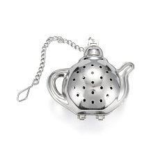 Honeyhandy Teapot Shape Tea Infuser, with Chain & Hook, Loose Tea 304 Stainless Steel Mesh Tea Ball Strainer, Stainless Steel Color, 168mm