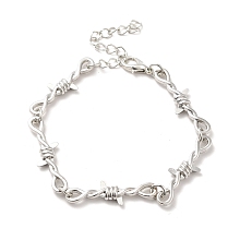 Honeyhandy Alloy Thorns Link Chain Bracelet, Punk Barbed Wire Bracelet for Men Women, Platinum, 7-3/8 inch(18.8cm)