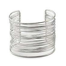 Honeyhandy Non-Tarnish 304 Stainless Steel Multi Line Cuff Bangles, Stainless Steel Color, Inner Diameter: 1-7/8x2-1/2 inch(4.9x6.25cm)