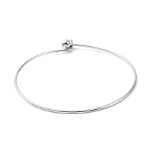 Honeyhandy Screw End Ball 304 Stainless Steel Wire Bangle, Torque Bangle for Women, Stainless Steel Color, Inner Diameter: 2-1/2 inch(6.2cm)