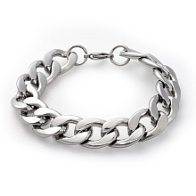 Honeyhandy Men's 304 Stainless Steel Curb Chain Bracelets, Stainless Steel Color, 9-1/4 inch(23.5cm), 15mm