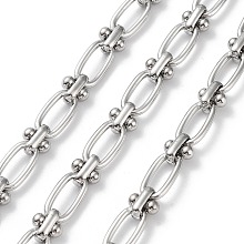 Honeyhandy Tarnish Resistant 304 Stainless Steel Oval & Knot Link Chains, Unwelded, with Spool, Stainless Steel Color, 12x6x1.5mm, 7x6x4mm, 5m/roll